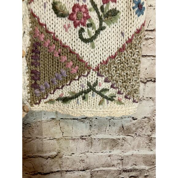 Vintage Adrian Delafield Sweater Vest Womens Medium Bobble Cream Cottage Country - Picture 6 of 12